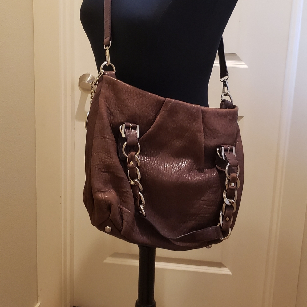Vintage Michael Kors Brown Leather Shoulder Bag with Chain Detailing